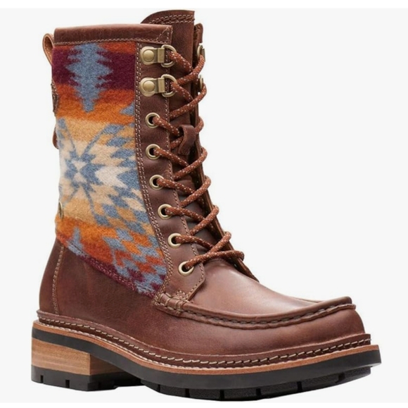 EUC Clarks x Pendleton Ottawa Peak Leather Lace Up Over The Ankle Lace Boots 6.5 - Picture 1 of 16